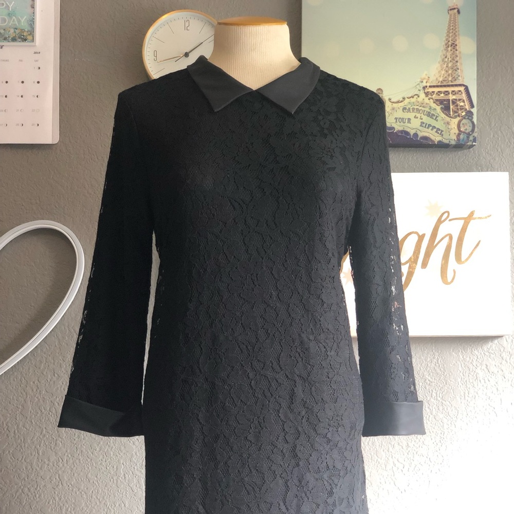 Long sleeve black lace dress